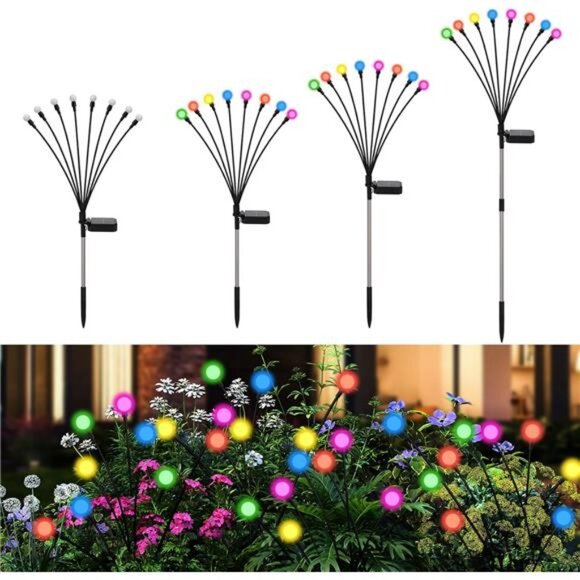 Swaying Solar Lights for Outside, 8 Mode RGB Color Changing Firefly Outdoor - Picture 1 of 7